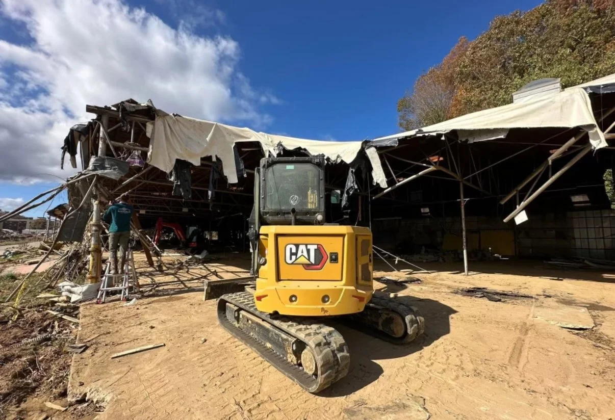 Residential demolition project completed in Hendersonville, North Carolina.
