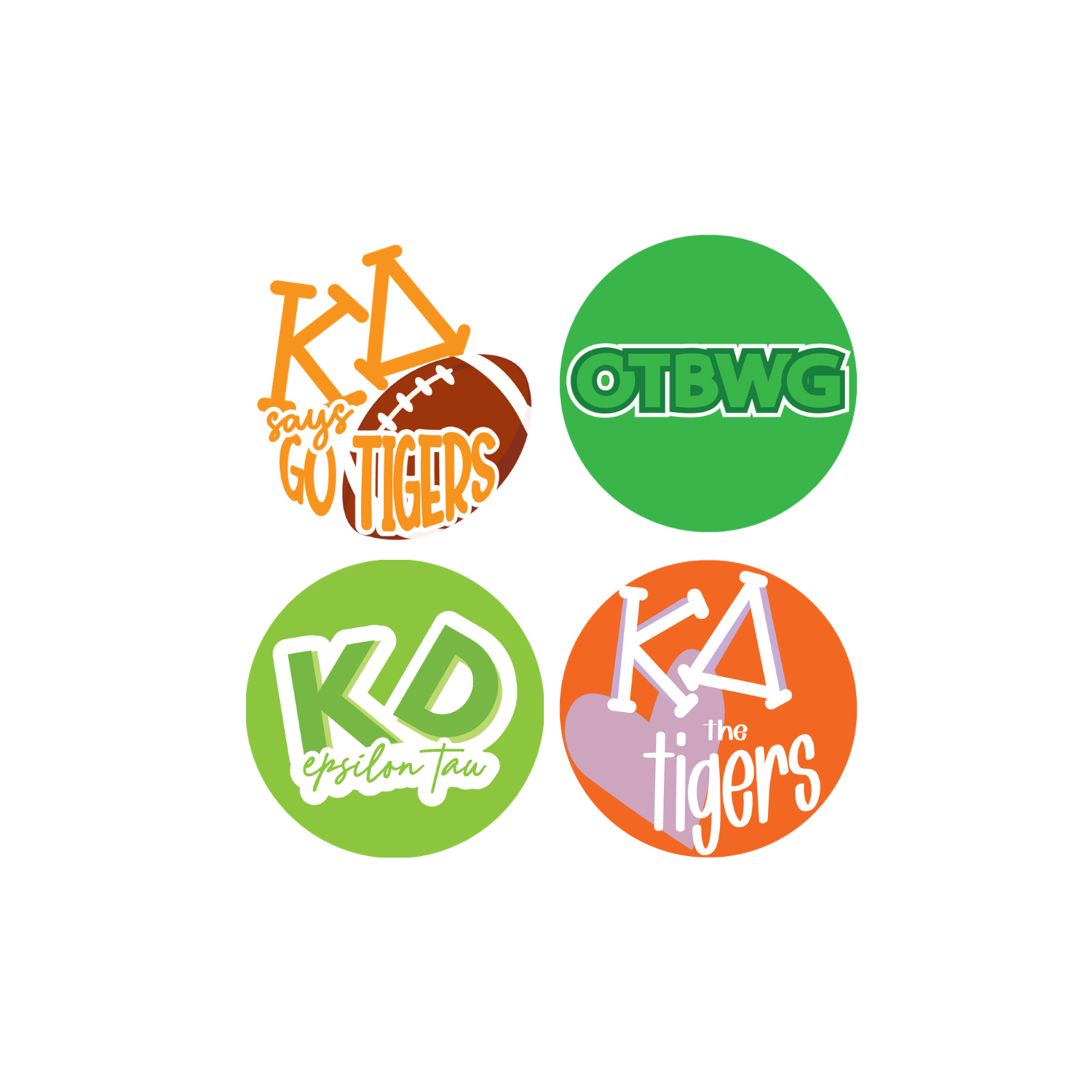 Set of 4 Clemson KD Bid Day Bag Pins