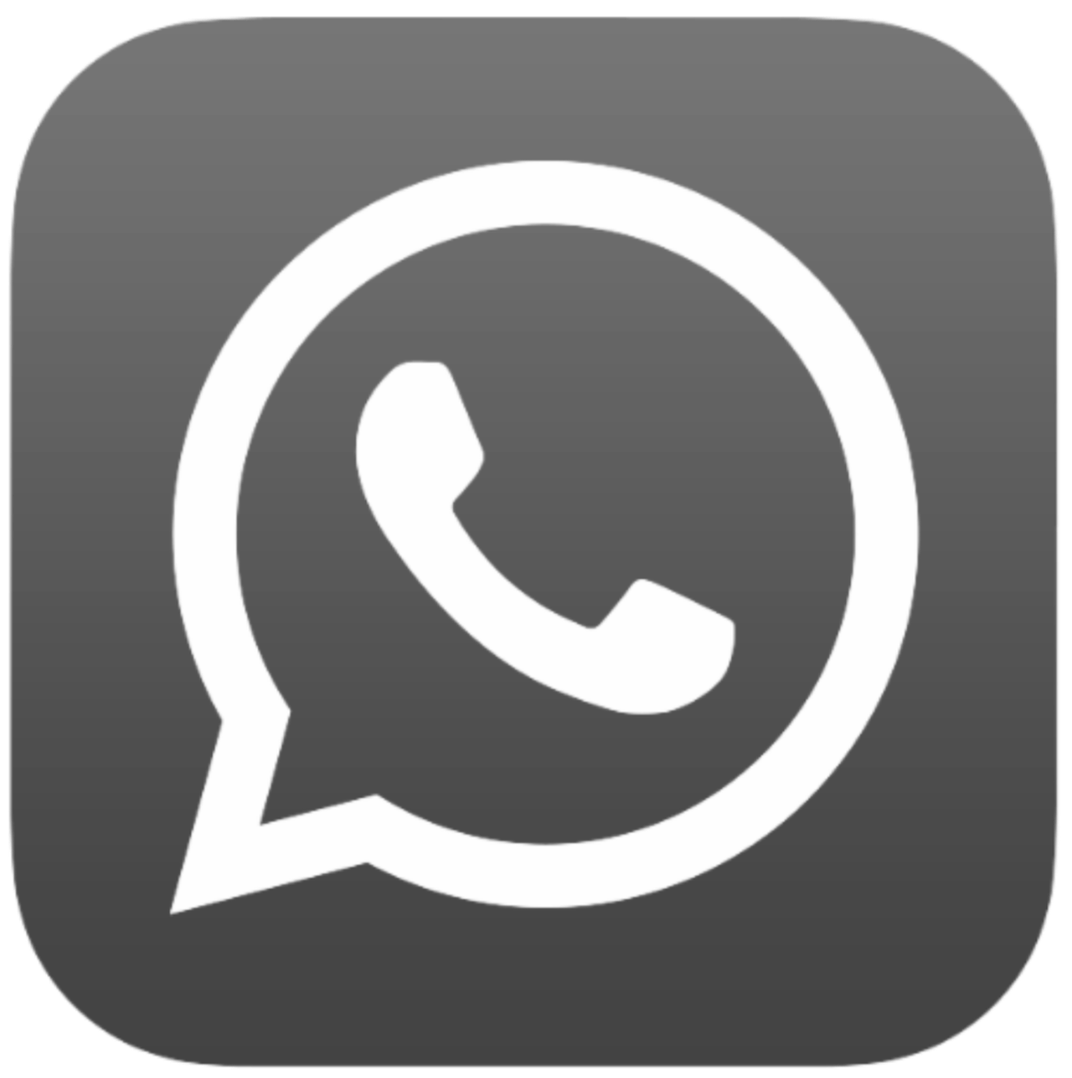 WhatsApp icon in black and white with a speech bubble and phone receiver inside