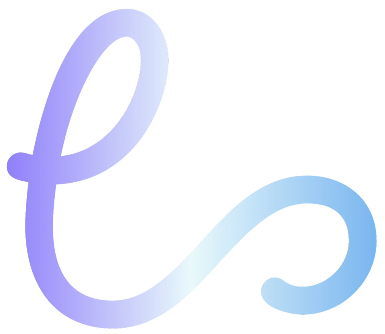 Gradient-colored lowercase letter 'q' with a looped tail against a black background.