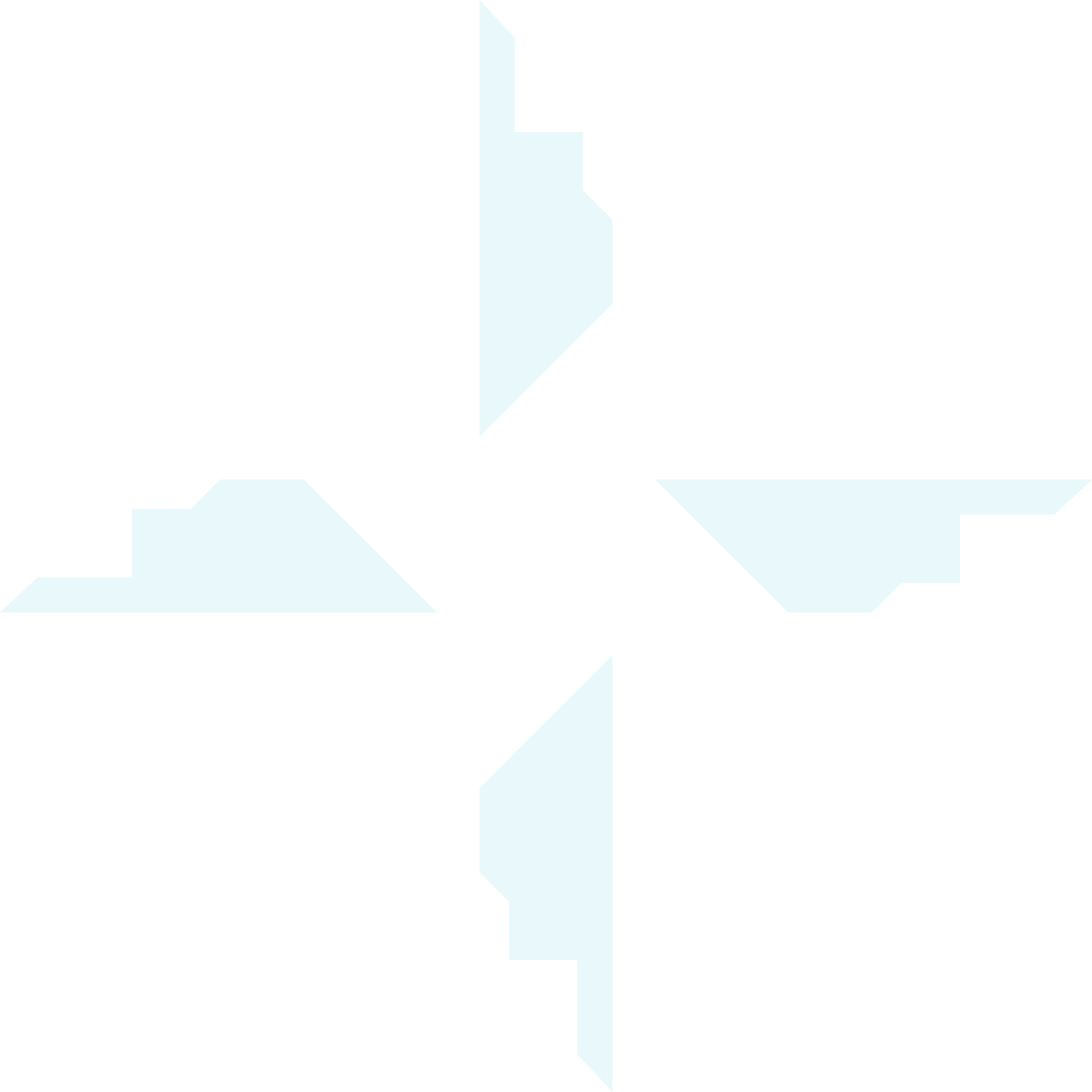 Geometric drawing of an outline square with sections divided by vertical, horizontal, and half circle lines.