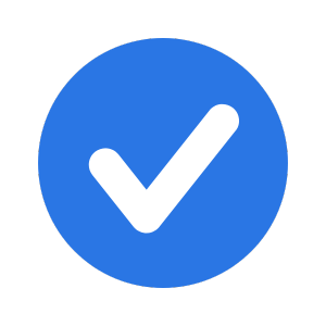 Blue circle with white check mark inside