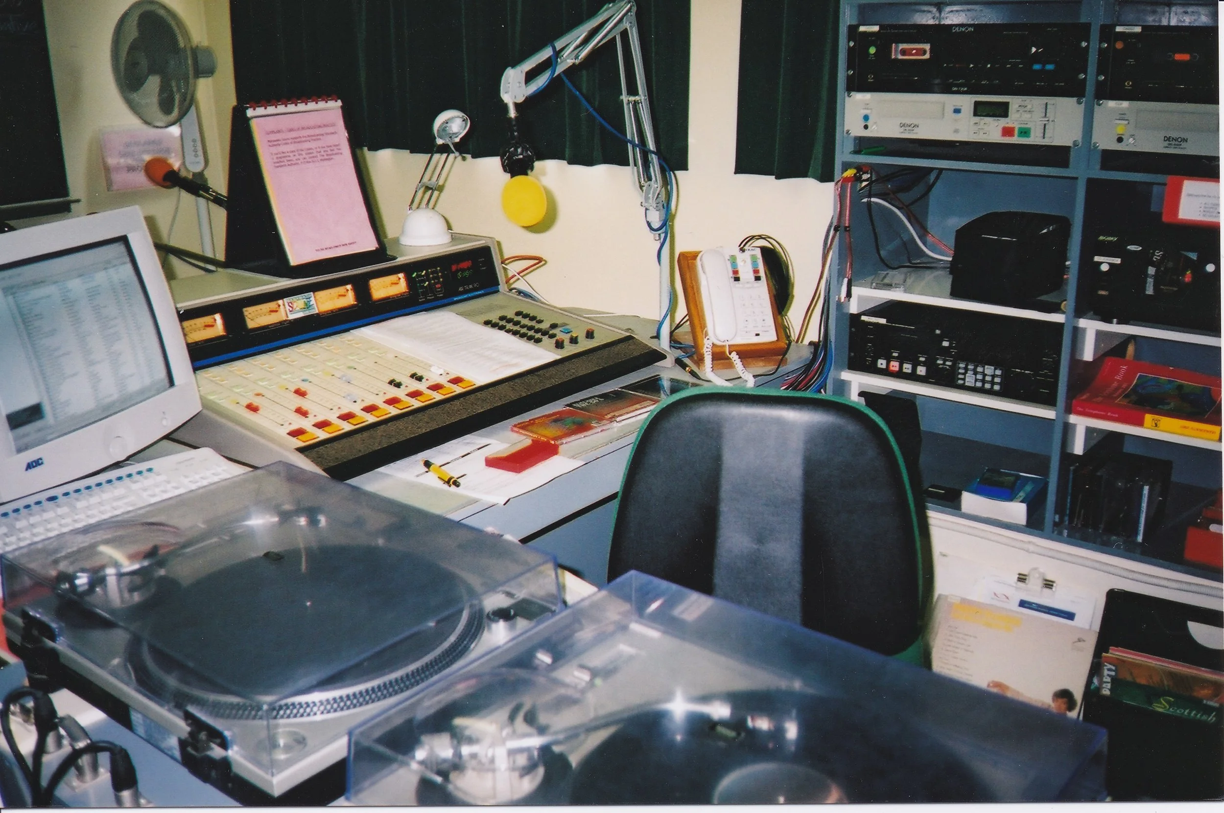 The first iteration of an Access Radio station studio in Manawatū c. 1999.