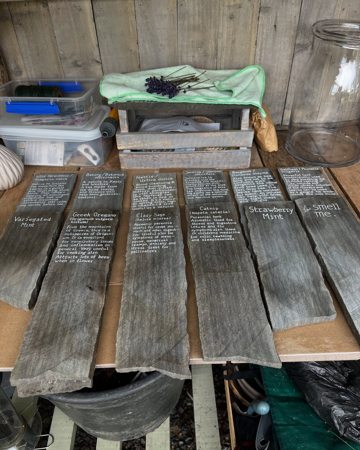 A few new slate writings for the Burren Perfumery today&hellip; ✍🏼 🌺