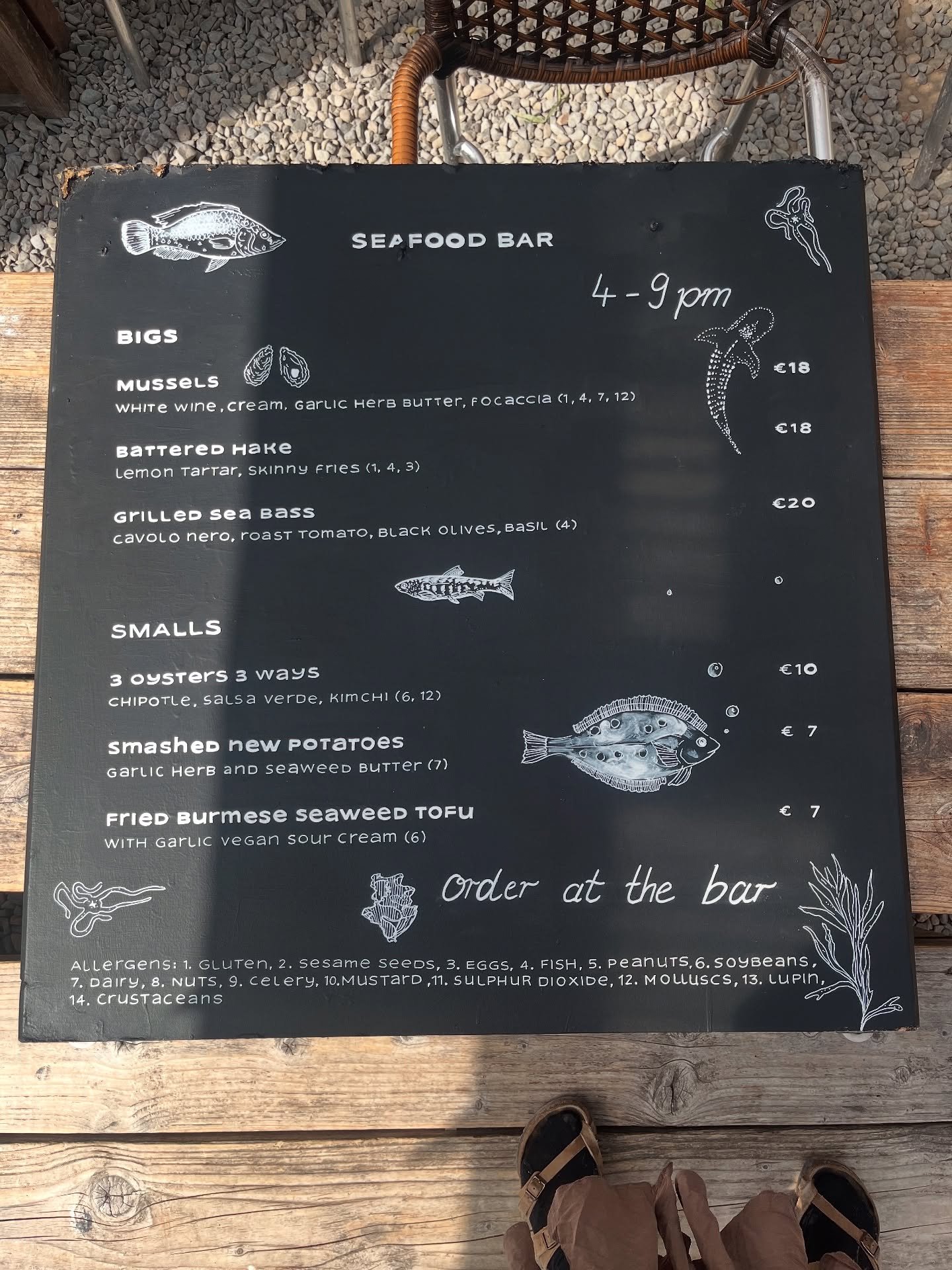 Seafood 🐟 menu board writing for @potduggans 

☀️