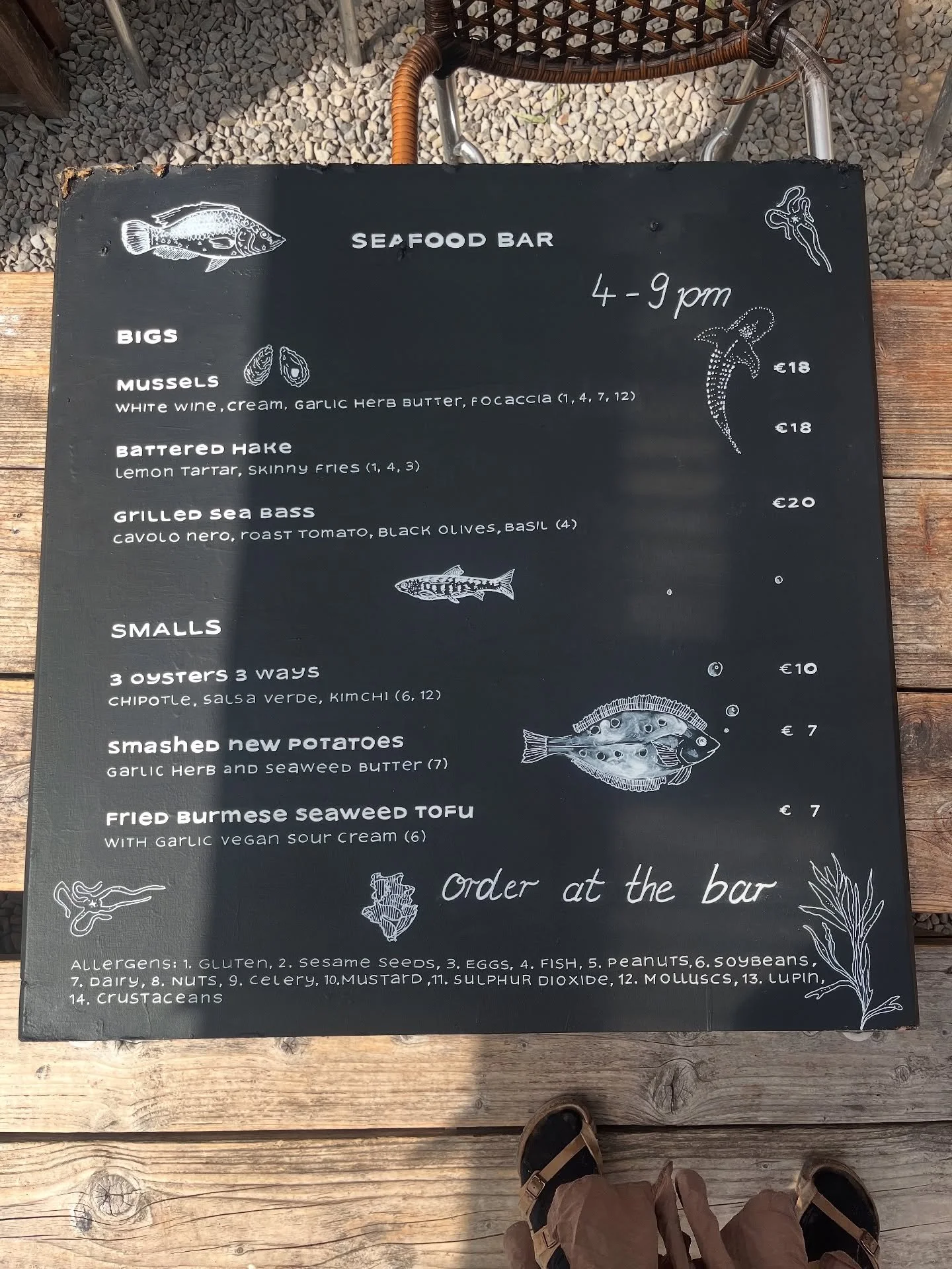 Seafood 🐟 menu board writing for @potduggans 

☀️