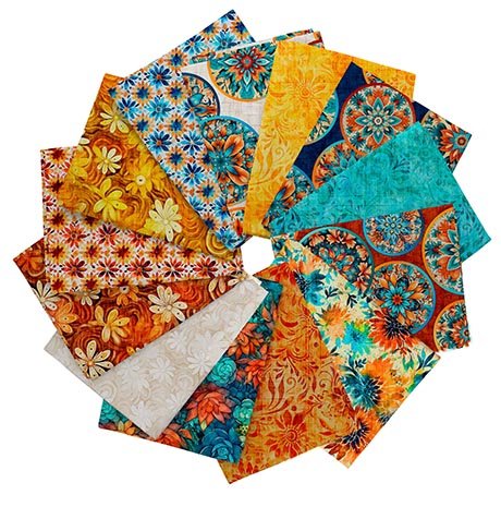 QT Fabrics Oasis by Morris Creative Group 13 Piece Fat Quarter Bundle - Premium Quilting Cotton