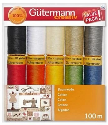 Gutermann Natural Cotton 50wt Thread Assortment Set (10 Spools)