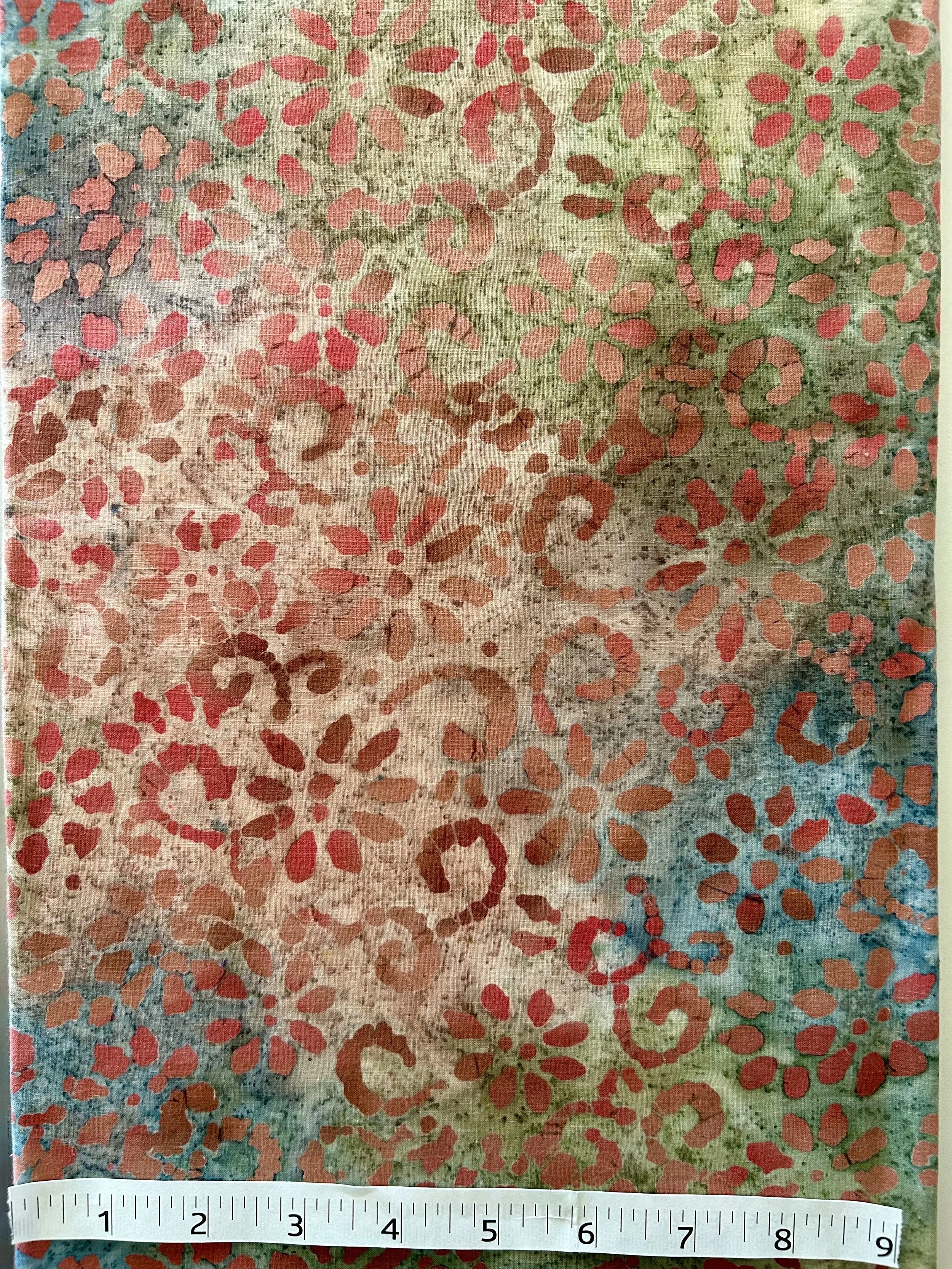 Batik-Blue/Green/Coral Flowers