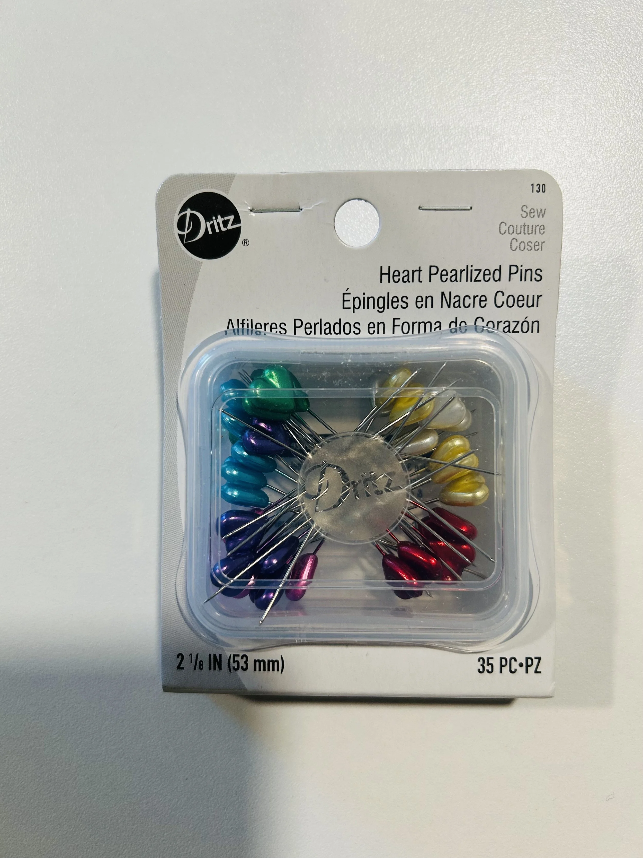 Dritz Pearlized Heart Pins