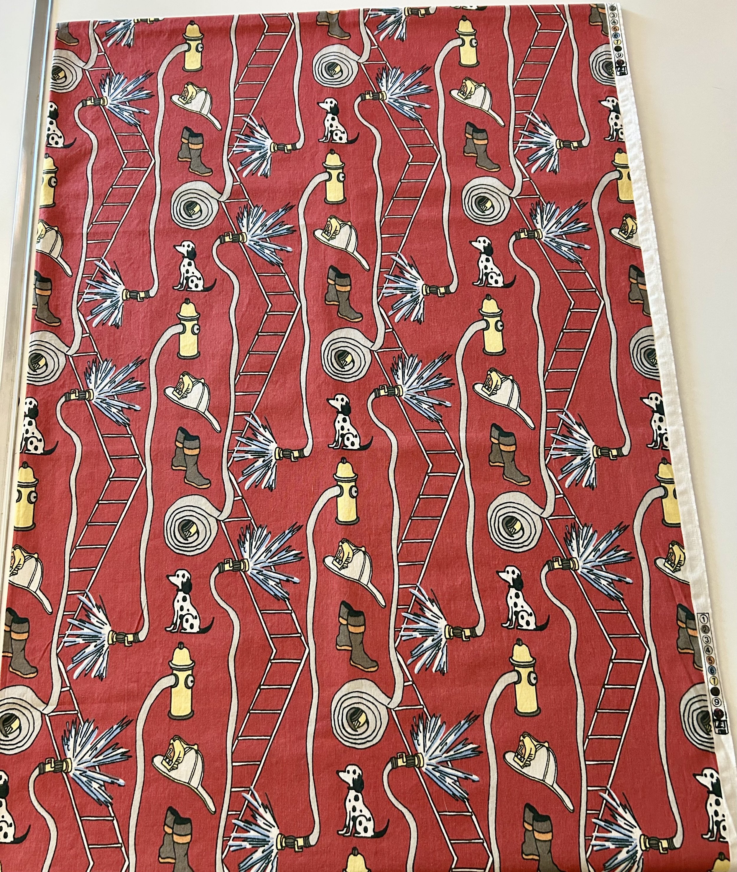 Bloom Craft Cotton Fabric Fire hydrant, Firehose, Dalmatian