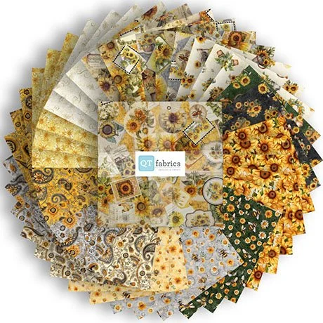 QT Fabrics Morris Creative Group Sunflower Serenade 10"x10" Square pack Premium Quilting Cotton
