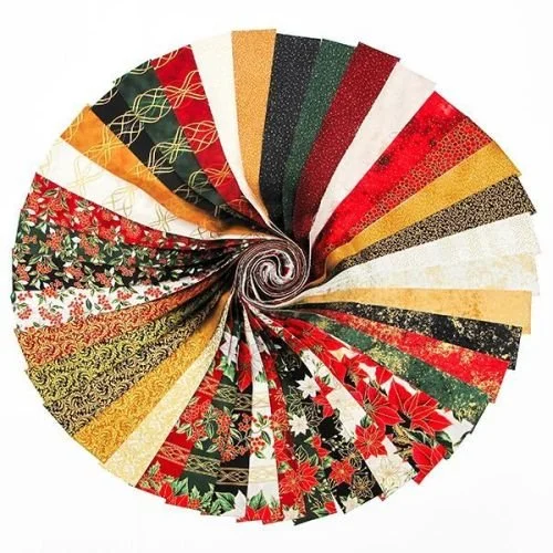 Hoffman Jingle Pop Chistmas Holiday Gold Metallic Strips