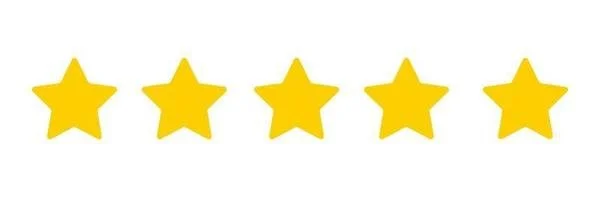 Six yellow stars in a row on a white background.