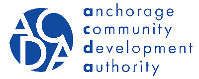Logo of the Anchorage Community Development Authority, featuring stylized letters 'ACDA' in blue.