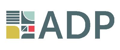 Logo of ADP with stylized geometric design and the letters 'ADP'.