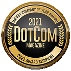 2021 DotCom Magazine Award badge featuring gold and black colors, acknowledging the recipient for excellence