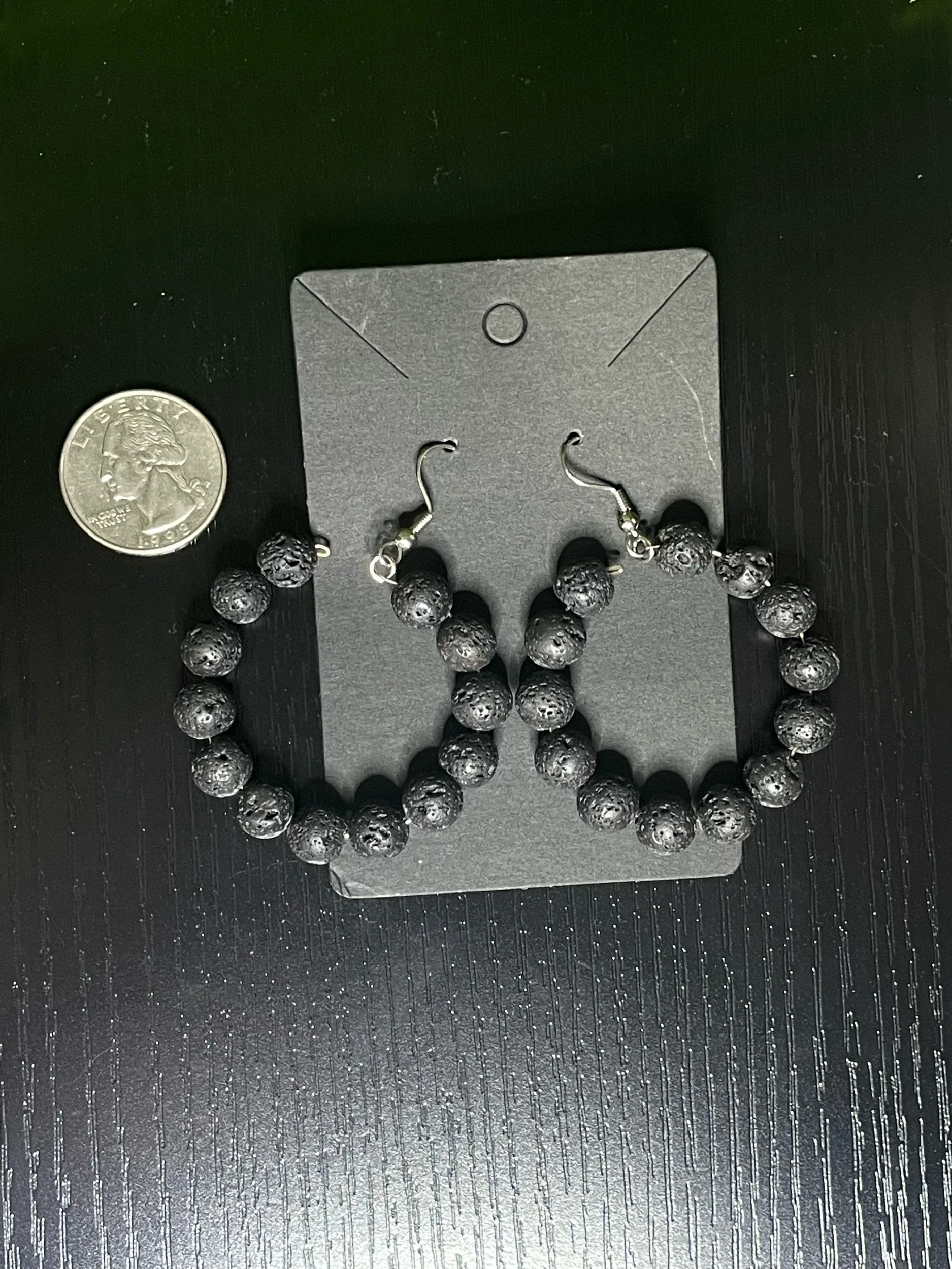 Lava Stone Hoop Earrings