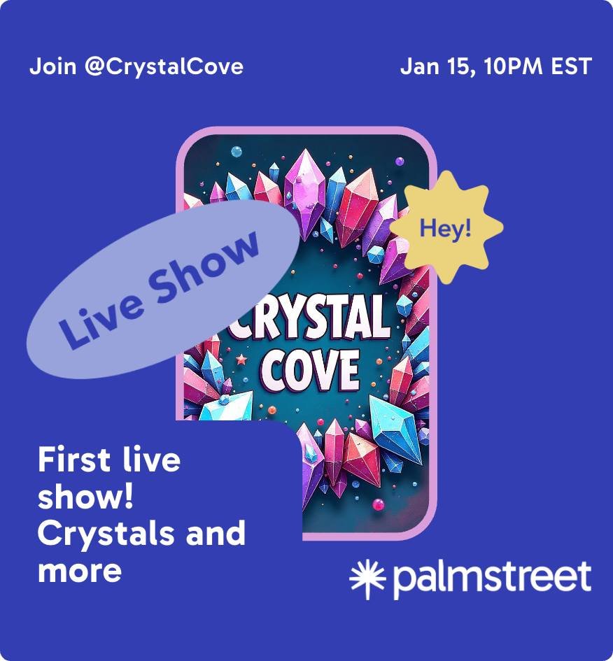 We&rsquo;re going LIVE on Palmstreet on Jan 15, 10PM EST ✨ Don&rsquo;t miss out!
https://palmstreet.app/l/Brg2RrJj
Details:
- Low Shipping Fee
Agate clocks made by me for $25. Butterfly wings at $25. Budget friendly crystals at $5 and below. Come han