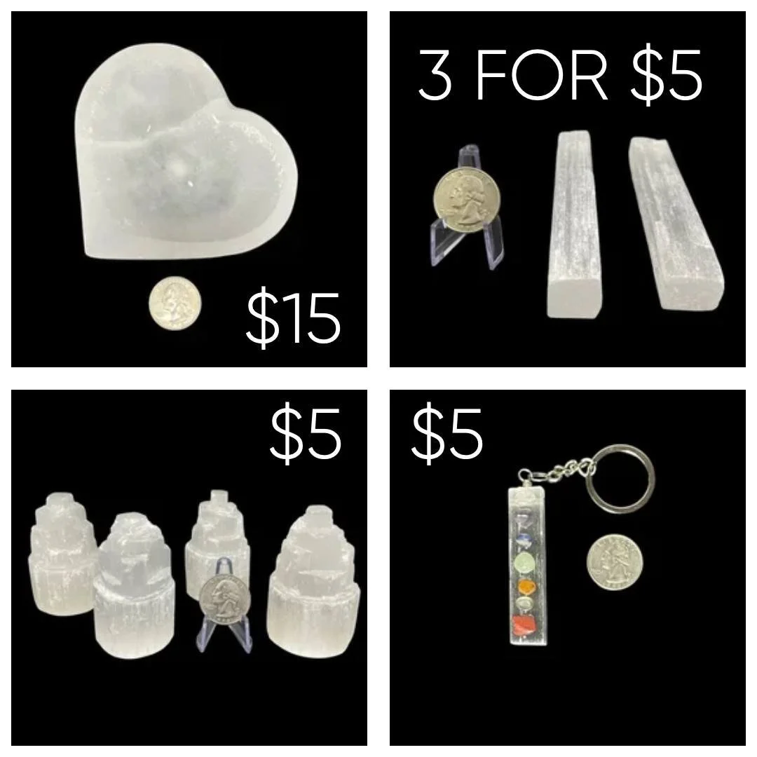 Selenite Sunday! Claim in Comments or checkout the website for more Selenite Fun! Crystalcovesp.com #crystals #viralnow #trending #FYP #hiddengems #vibes