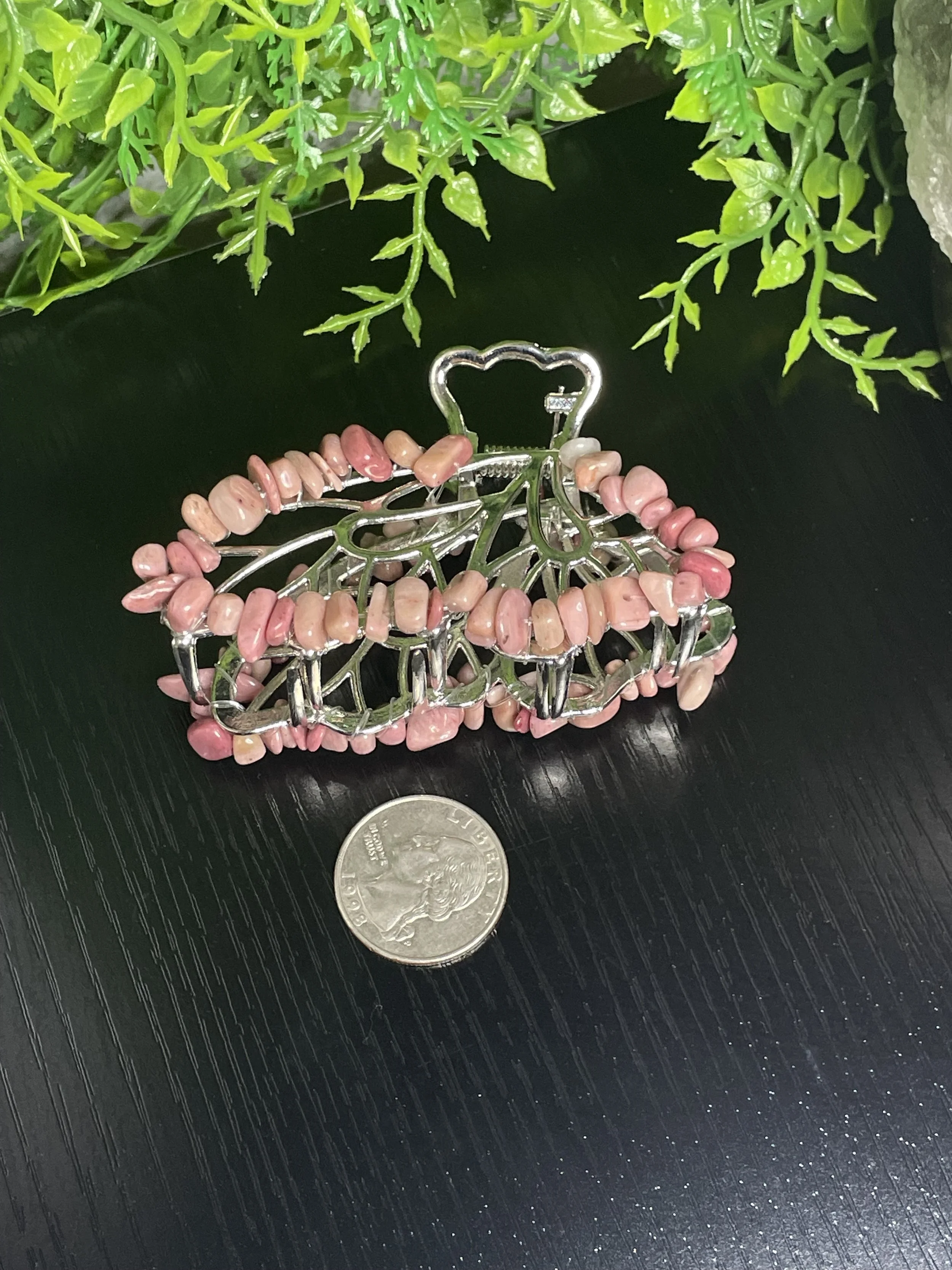 Rhodonite Butterfly Claw Clip