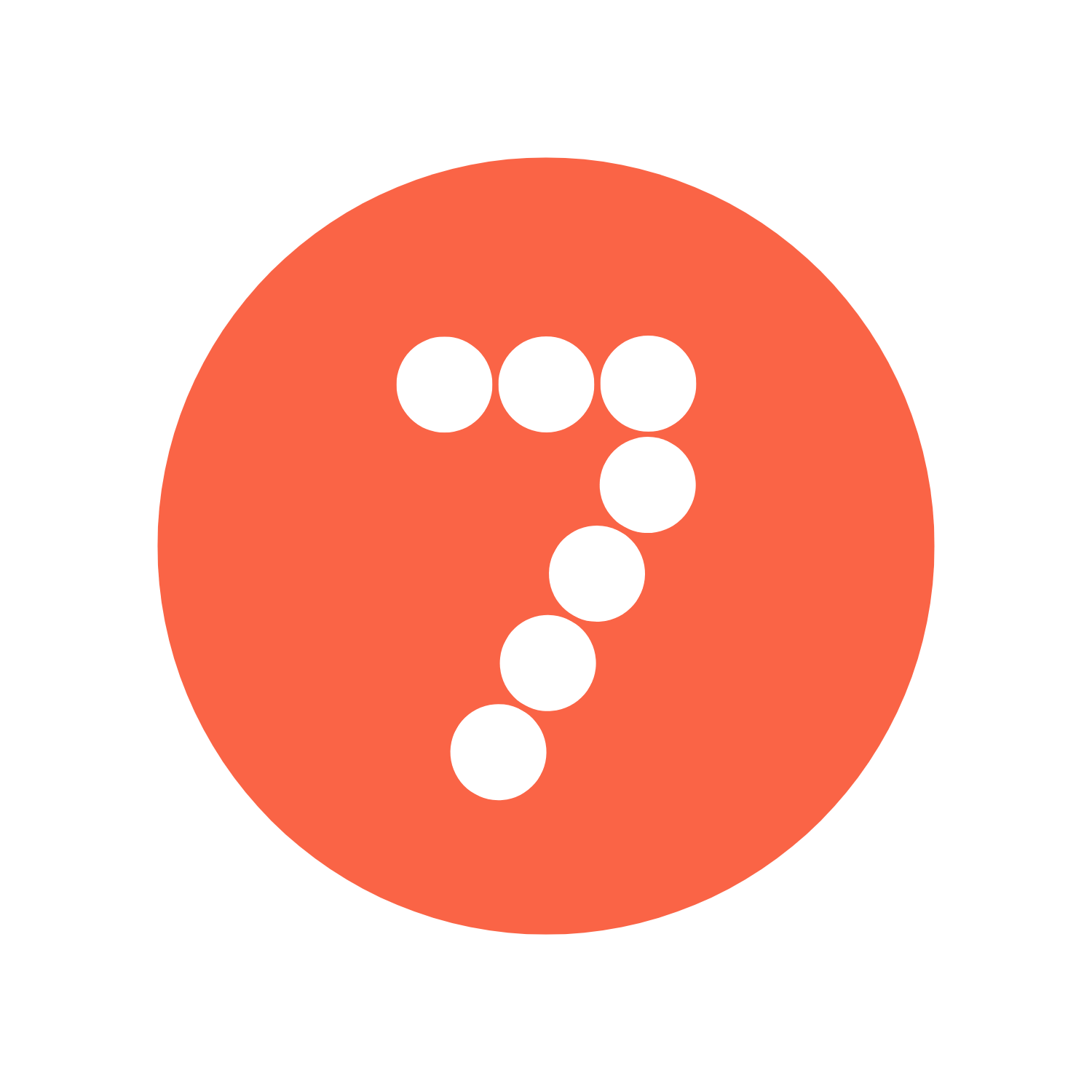 A circular orange background with the number 7 formed by white dots, representative icon of the Core7 Framework for employers.
