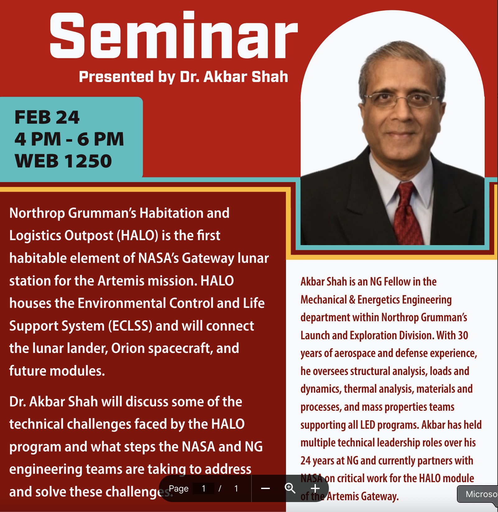 Utah - NASA/Northrop Grumman HALO Module Seminar