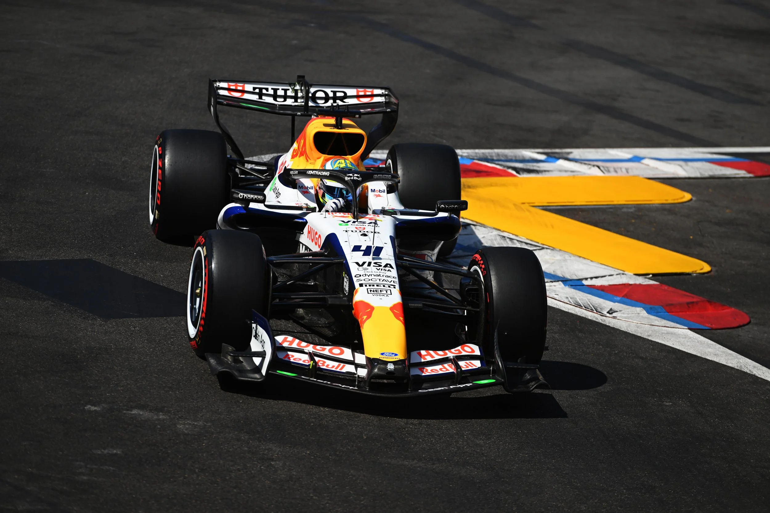 Racing Bulls Formula 1 car drives through a corner during the 2026 F1 season.
