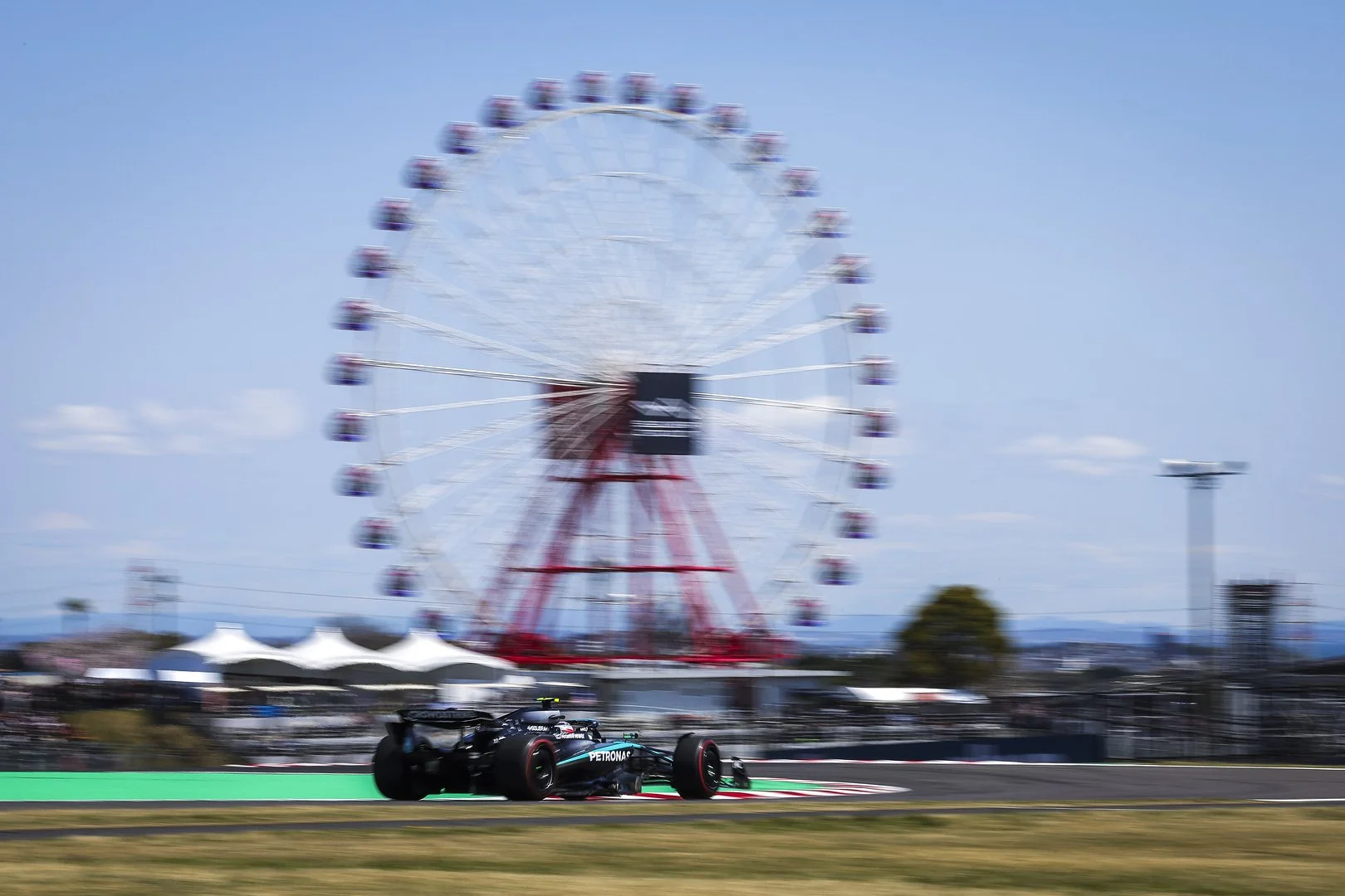 Mercedes AMG-Petronas F1 Team at the Suzuka circuit in front of the Ferris Wheel