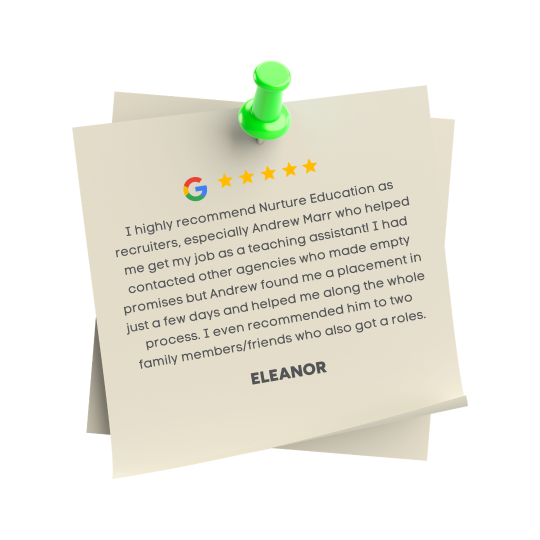 Google review for Jared G praising Nurture Education with a five-star rating.