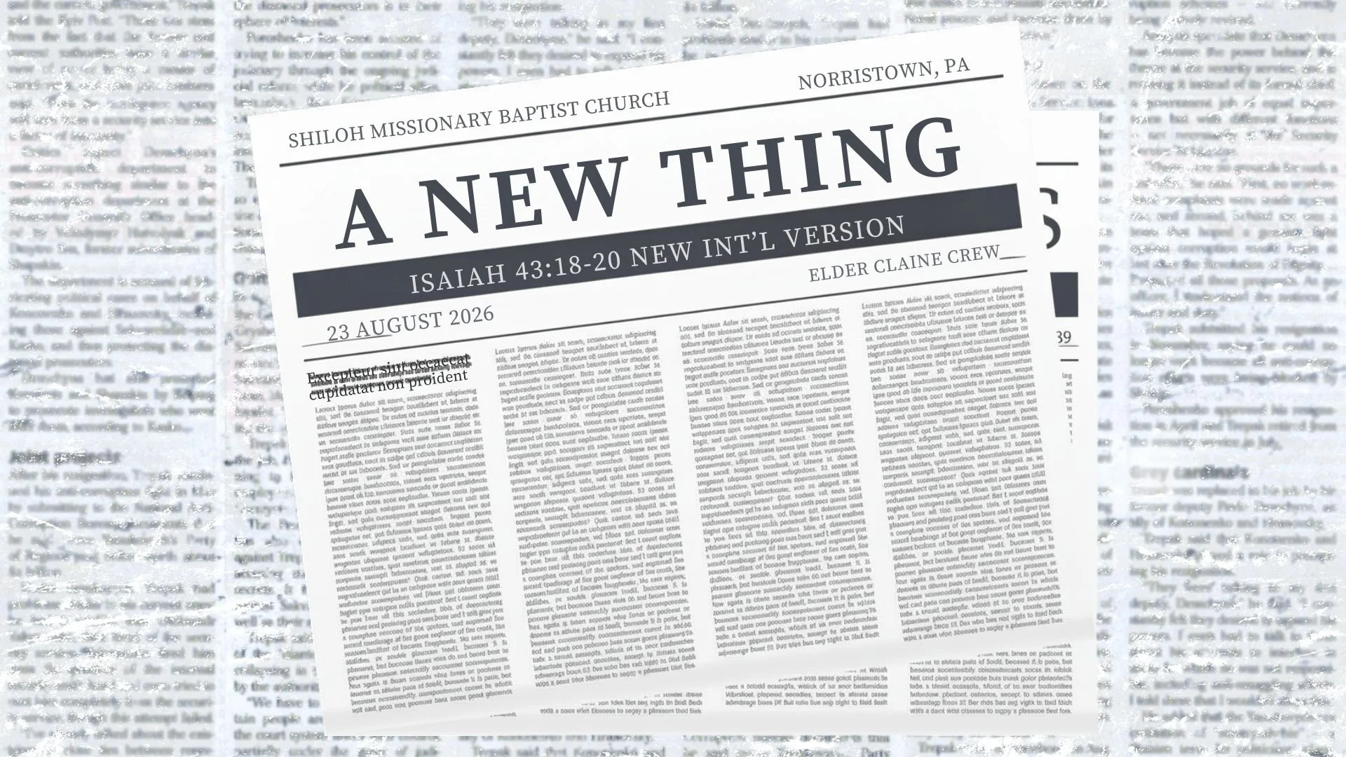A New Thing | August 26