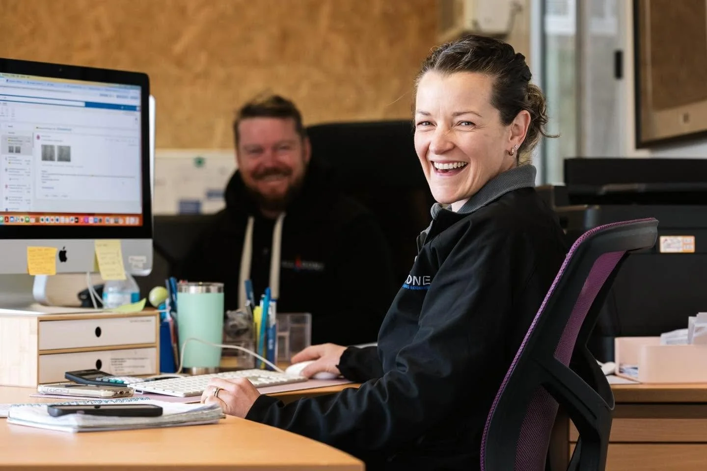 Business owners Daniel and Bridie in the office