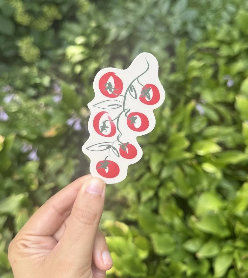 Painted Heirloom Tomato on the Vine Sticker