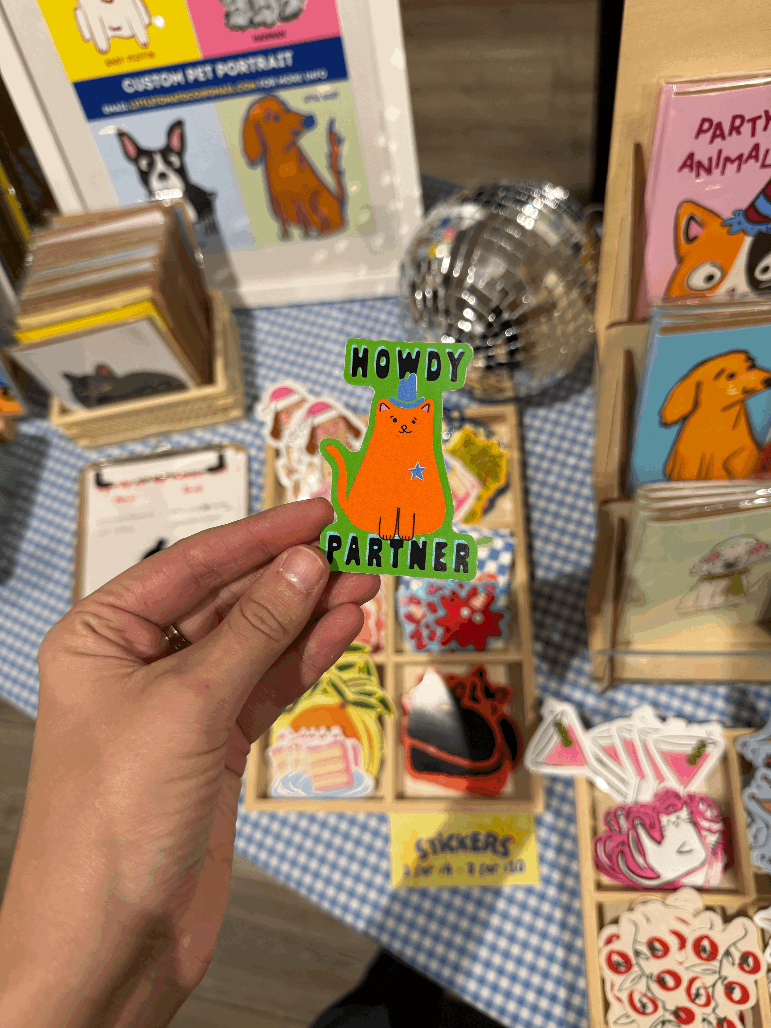 Howdy Partner Cowboy Cat Sticker