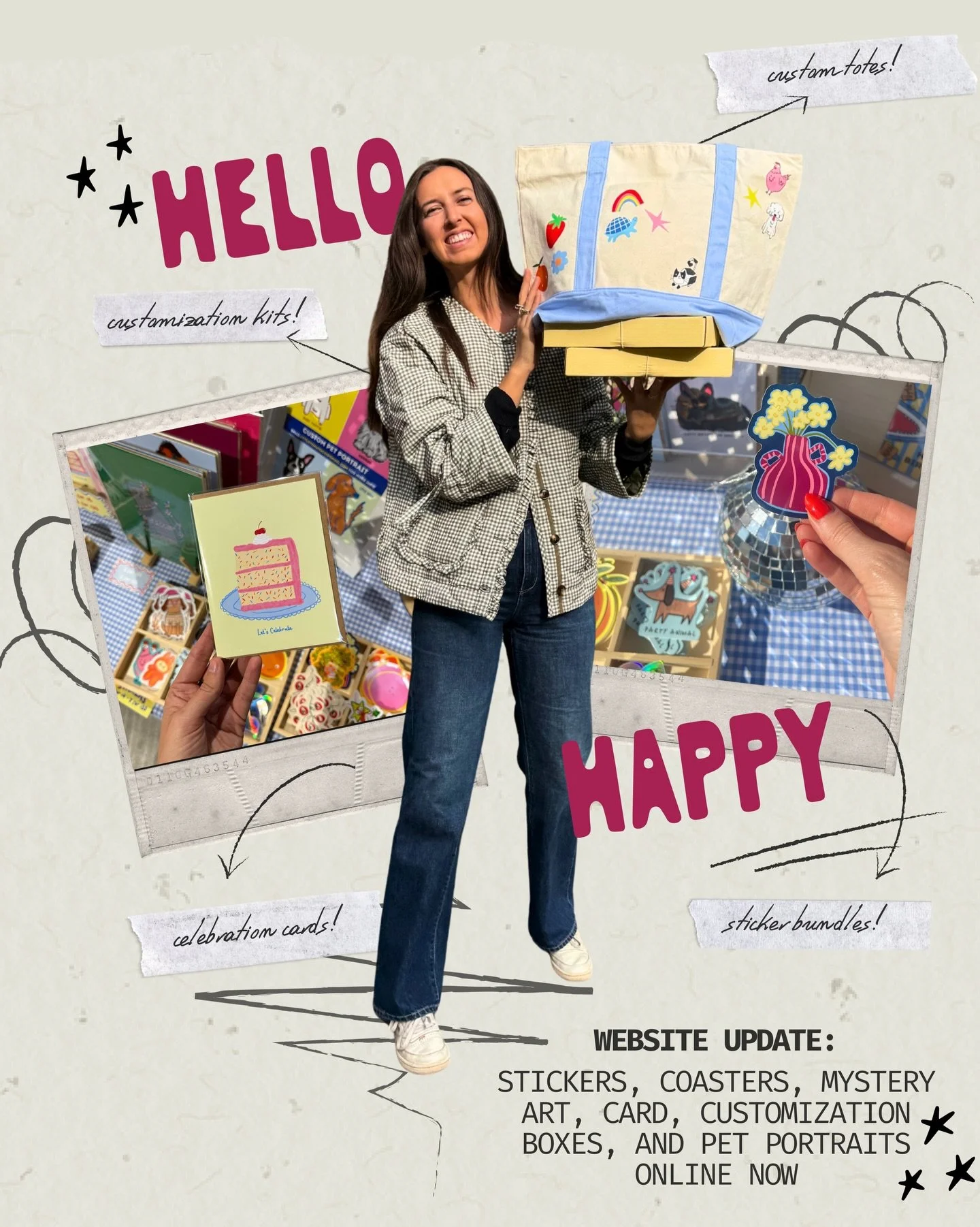 home in Cleveland for two weeks means a little extra cozy time inside..which means&hellip; WEBSITE UPDATE ✨

Greeting cards, stickers, mystery art, coasters, pet portraits, customization gift boxes, and custom tote and pouch creation are now all LIVE