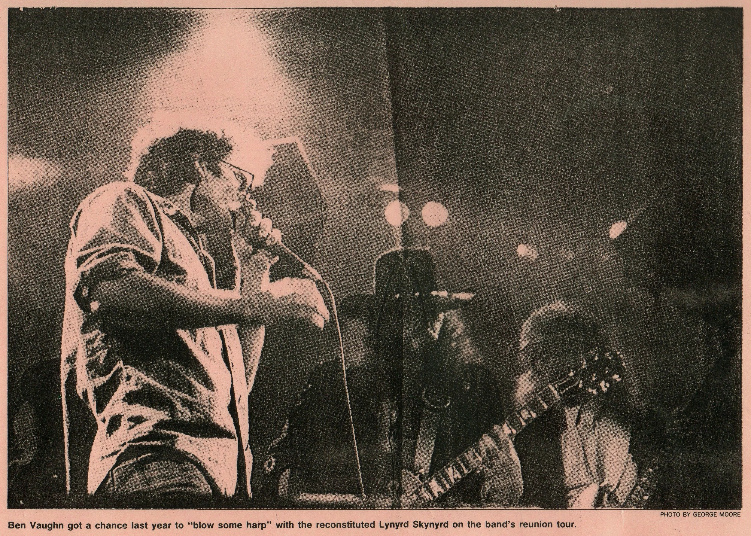 Ben pictured in the newspaper onstage with Lynyrd Skynyrd
