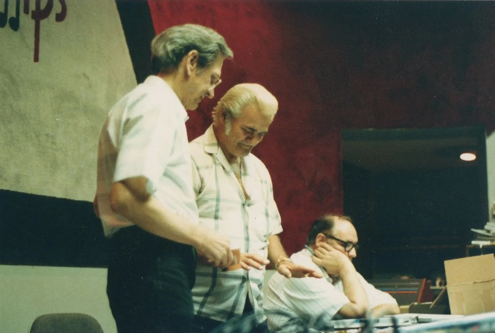 Charlie Feathers levitating the mixing console at Sam Phillips Recording