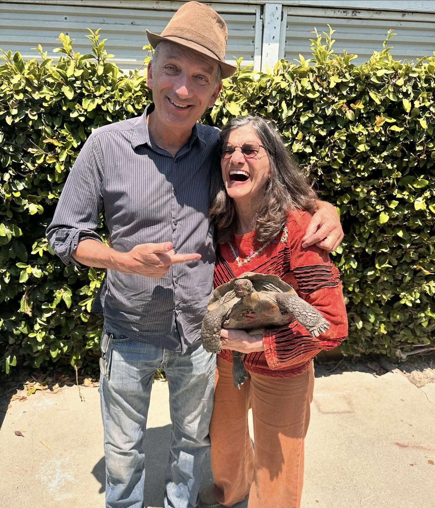 Ben, Ruthann, and Rocky the tortoise