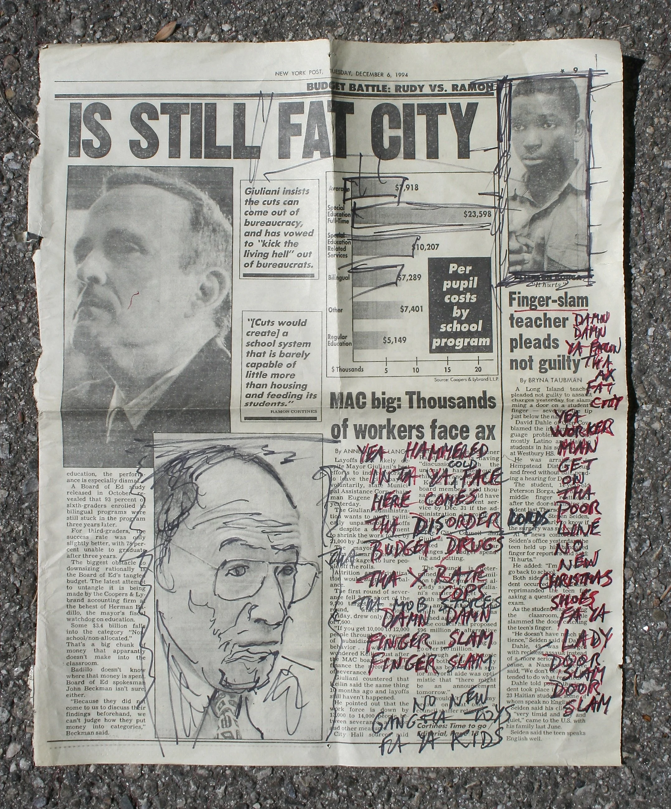 Alan Vega's handwritten "Fat City" lyrics