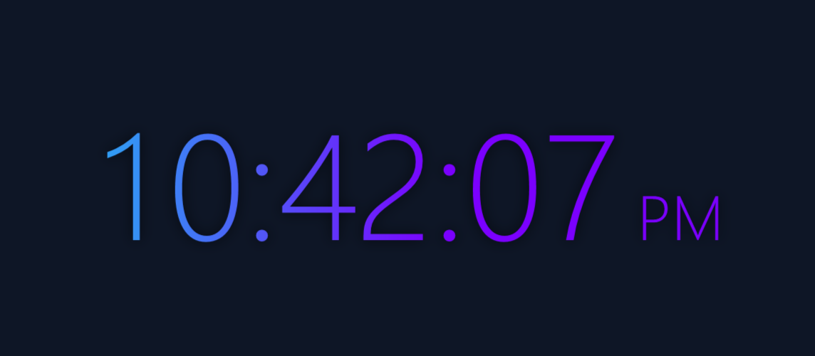 DLB Precision Desktop Clock showing 10:42:07 PM in the DLB Precision blue-to-violet colors