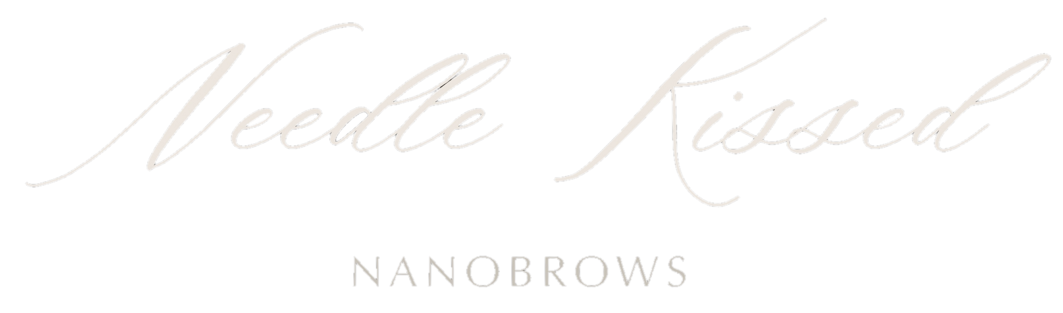 Text reading 'Needle Kissed' in cursive font and 'NANOBROWS' in capital letters on a transparent PNG background.