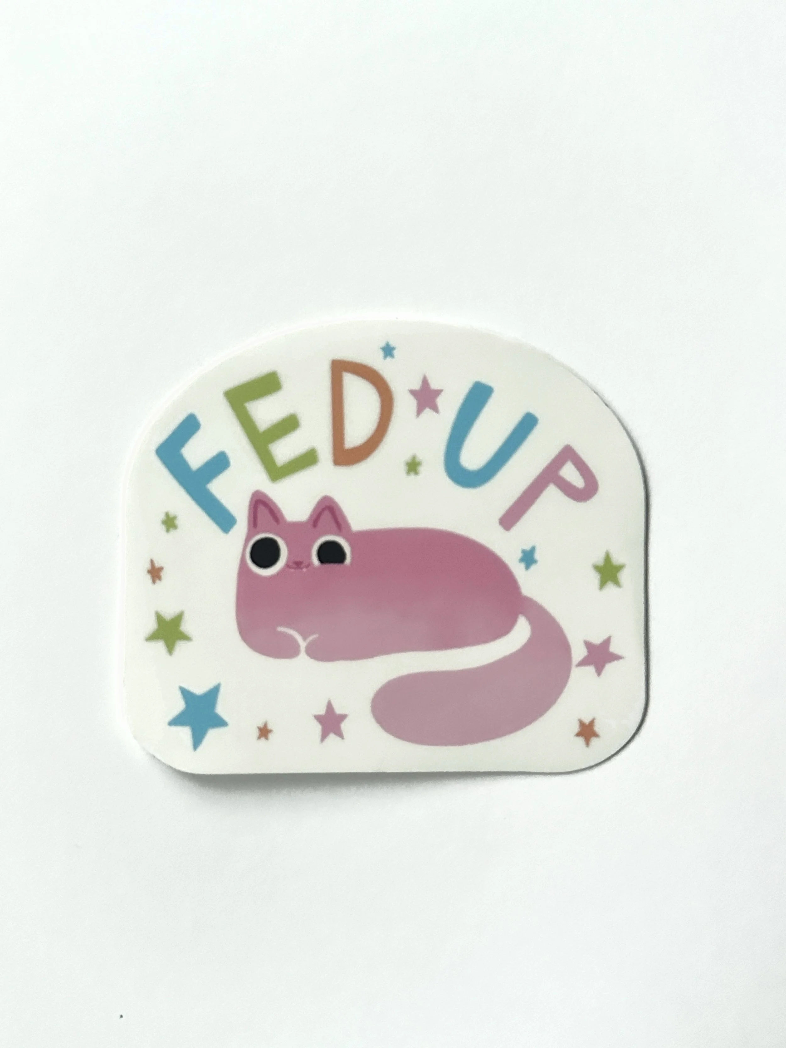 Fed Up Whimsical Cat Sticker