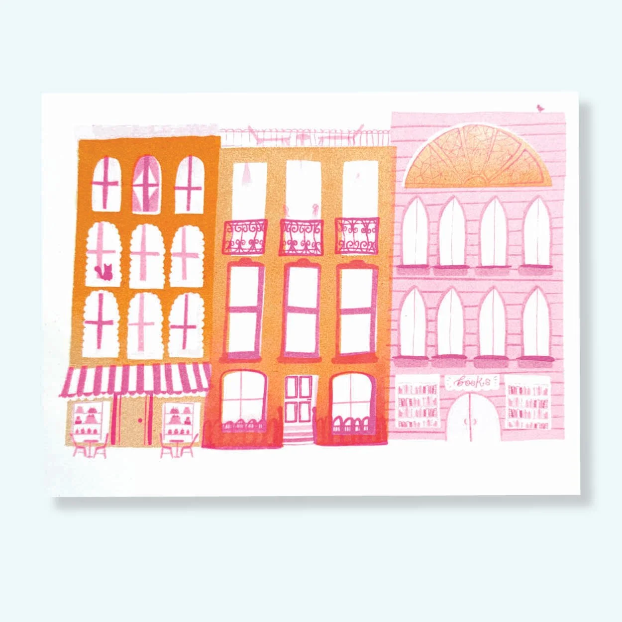 Whimsical Town Risograph Print