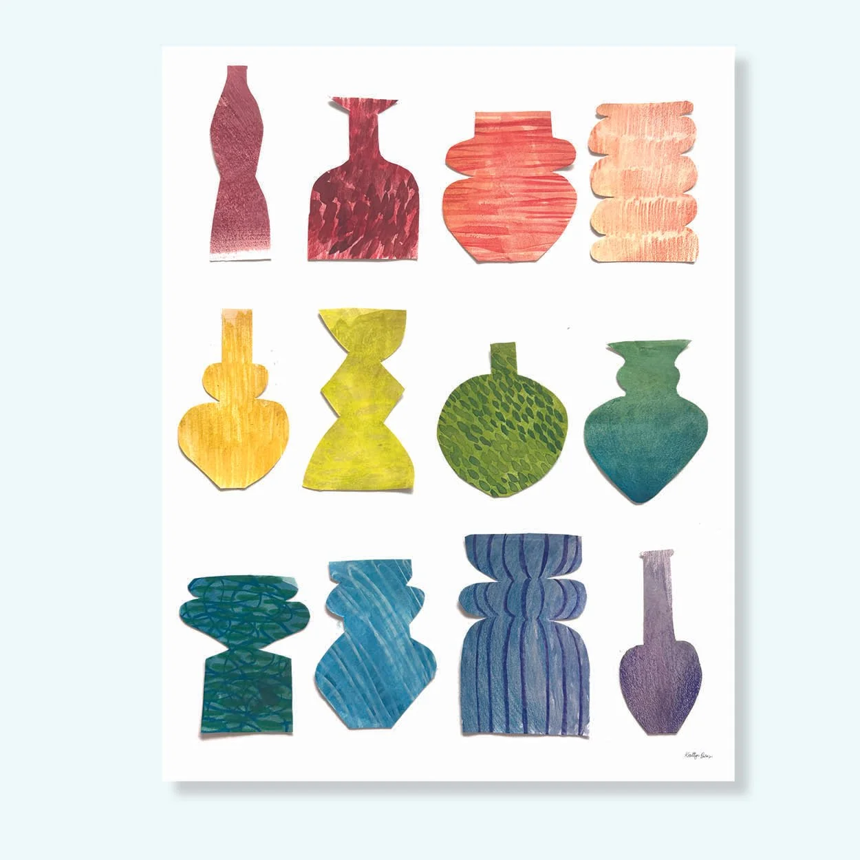 Rainbow Vases Collage Print
