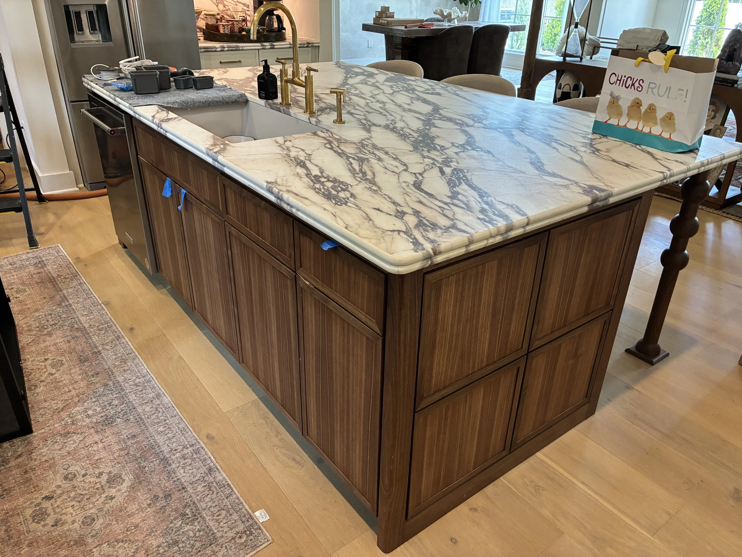 Walnut Custom Island in Skinny Shaker
