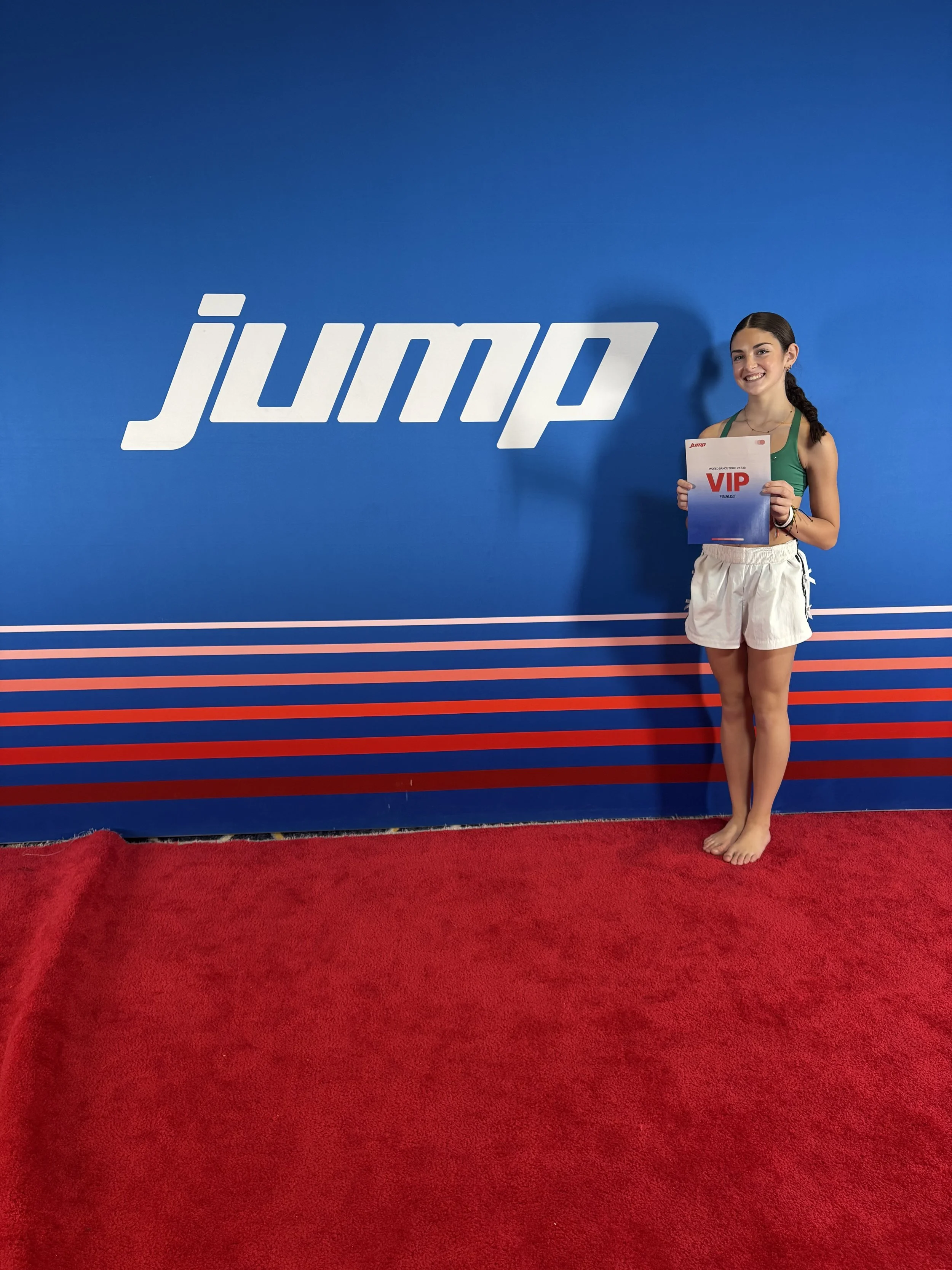 Jump VIP Runner-Up (Partial scholarship for Dancer Palooza 2026, full scholarship for The Dance Awards workshops and Invitation to compete to be the 2026 Best Dancer at The Dance Awards) - November, 2026