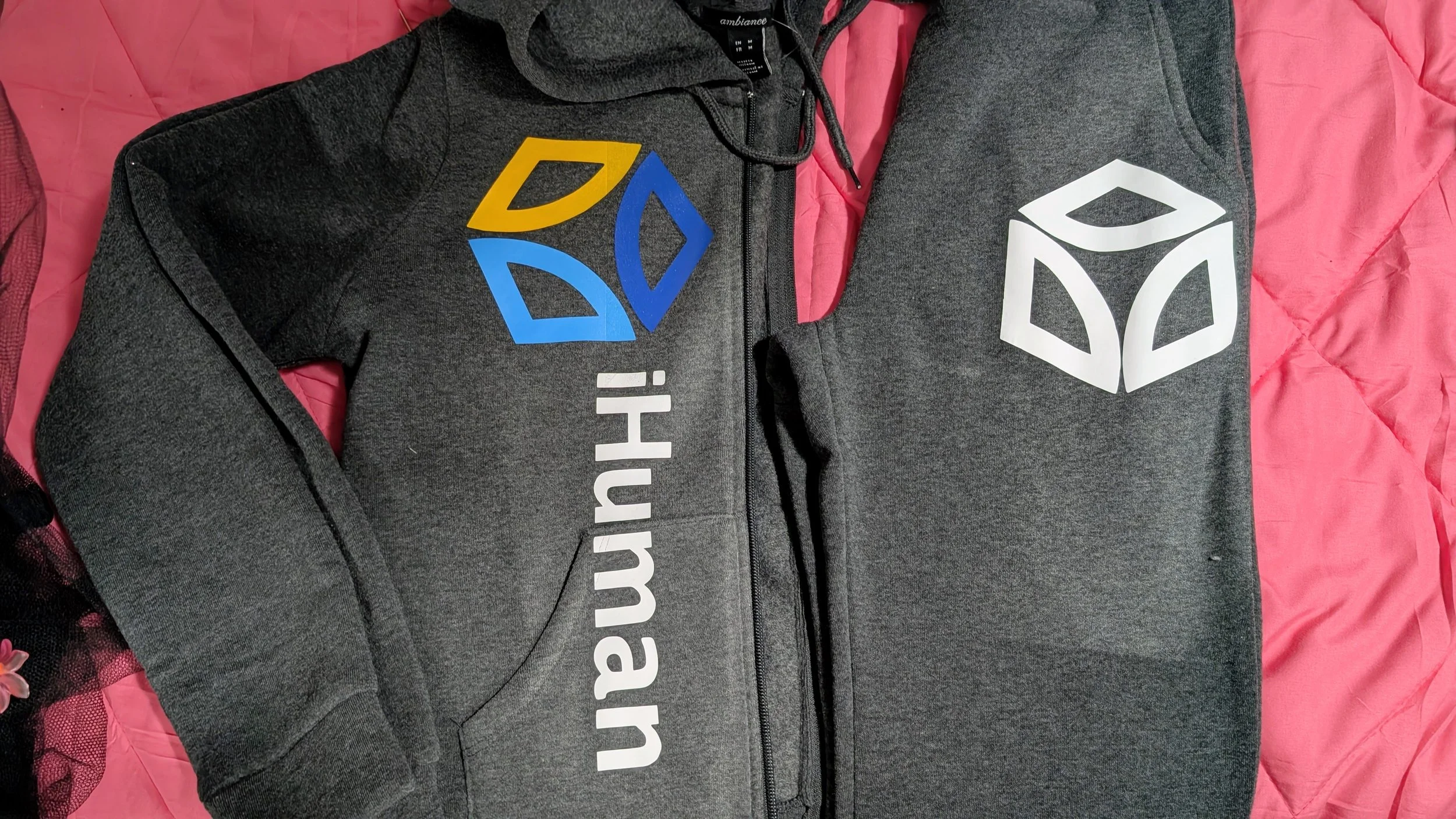 Custom Grey track suit with the iHuman logo.