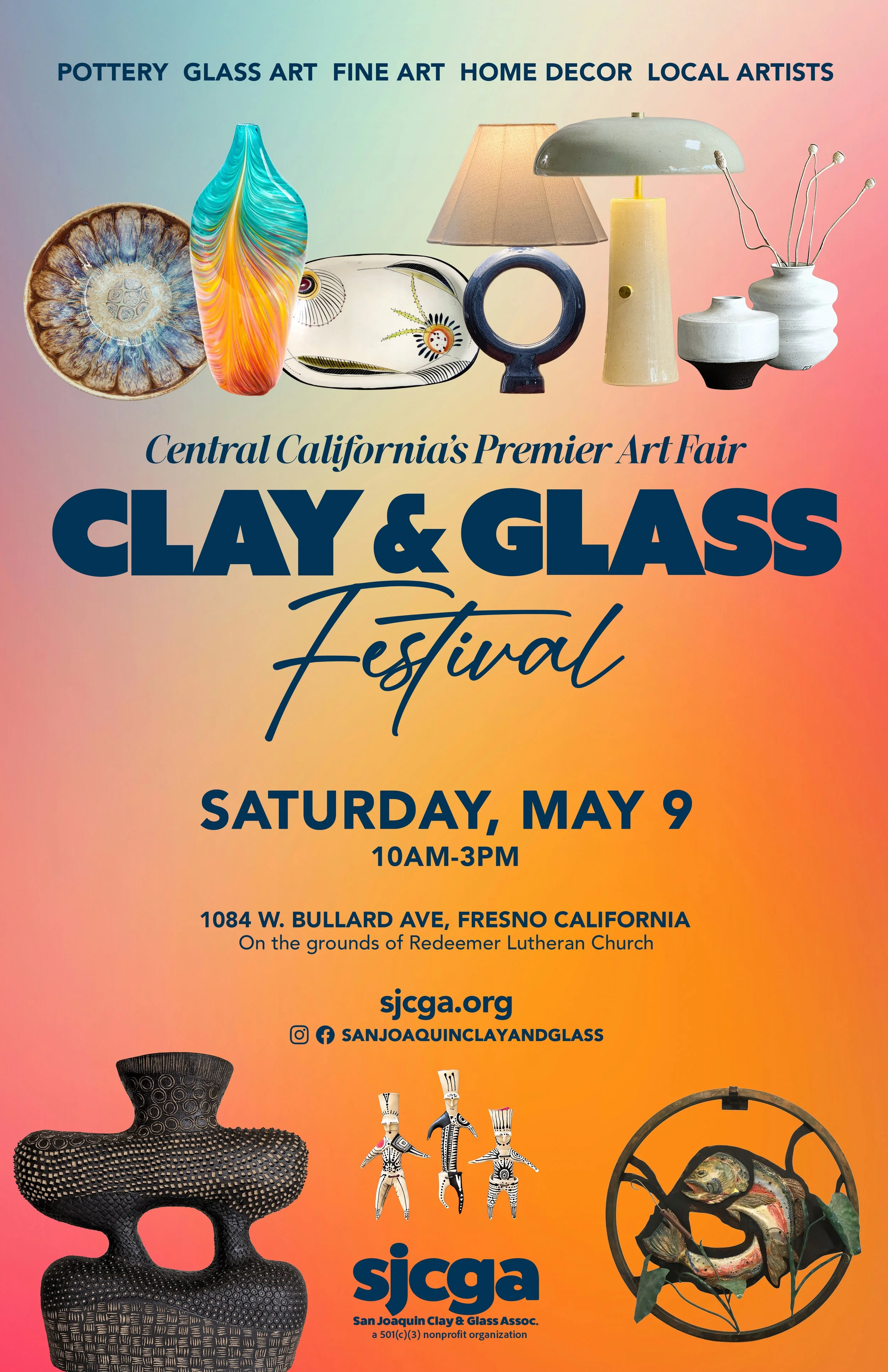 SJCGA spring clay and glass festival fresno central valley poster
