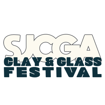 Logo for SUGA Clay + Glass Festival with stylized text.