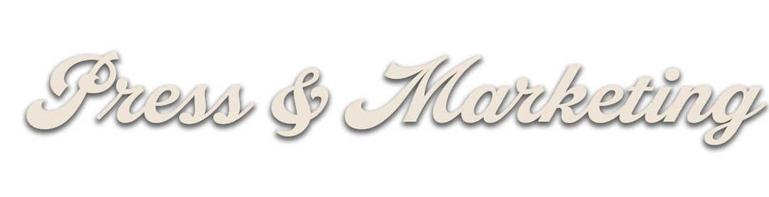 Text reading 'Press & Marketing' on a black background.